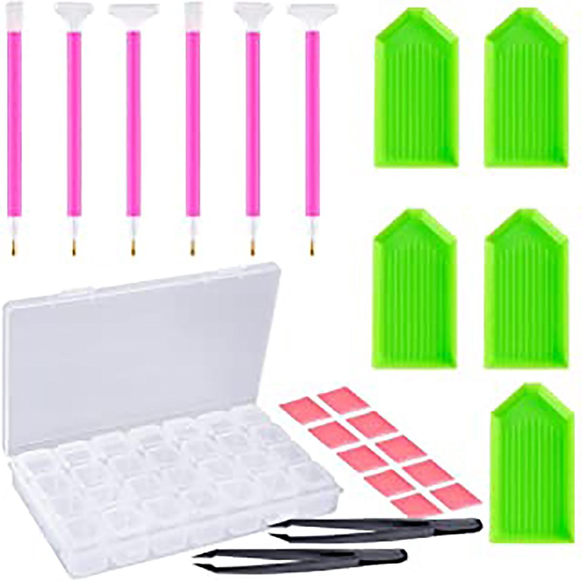 

5D Смола Алмазная ручка для рисования, сменные головки для ручек из сплава, несколько россыпей, точечные дрели, ручки для алмазной живописи, коврик для клеевой глины, набор подносов