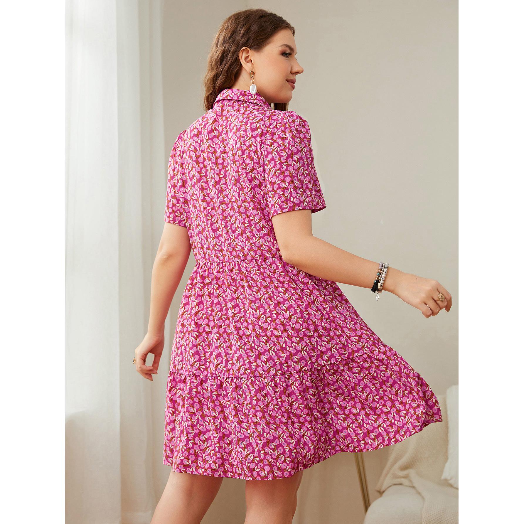 Летнее женское платье-рубашка с цветочным принтом — фото 4