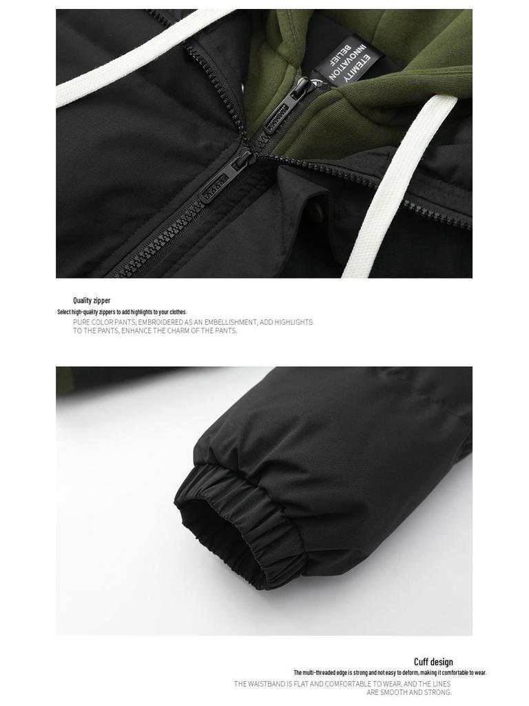 Chaqueta de algodón de invierno para mujer 2025: Con capucha, Estilo de dos piezas, Engrosado, Cálido, Ropa de abrigo de moda unisex