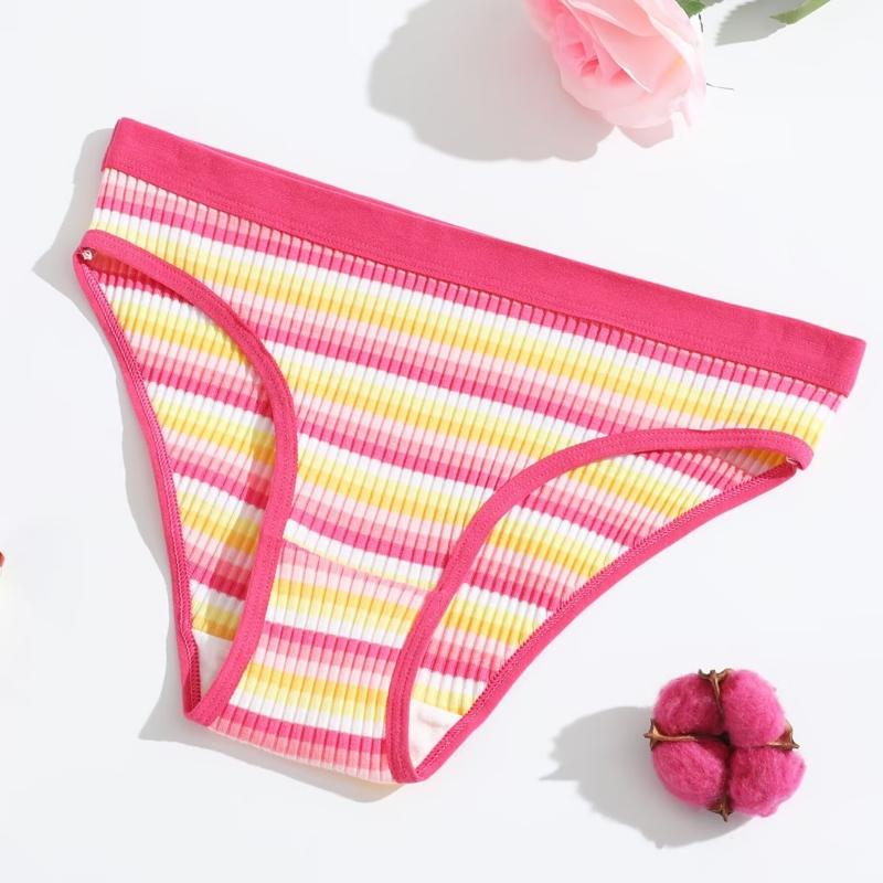 3 stk Dame Trusesett Bomull Thong Enkle Stripete Dameundertøy Sexy Lingeri Sport Komfortable Hot G-Strenger