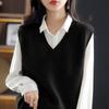 Women Vests Sweaters 2025 Sleeveless V-Neck Black White Knitted Vest Sweater Women Tops JJ146