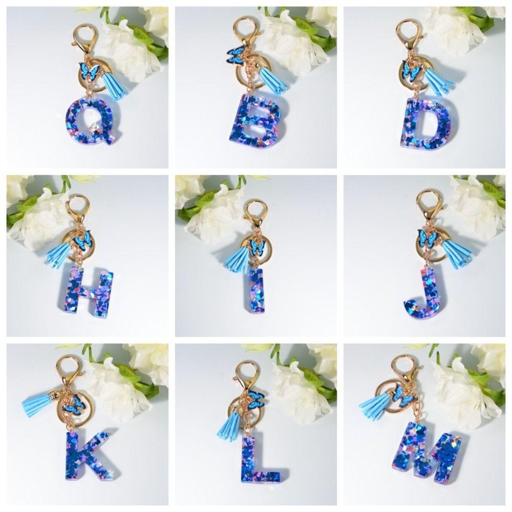 26 Letter Alphabet Keyring With Tassel Pendant Butterfly Tassel Keychain  Birthday Gifts