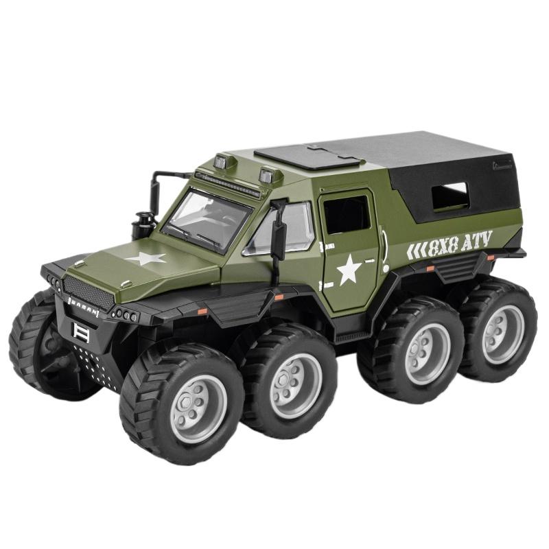 

1/32 Shaman 8X8 SUV Toy Alloy Off-road 8Wheels Car Diecast Model Sound & Light Pull Back Car Model Children Birthday Toy Gift зелений