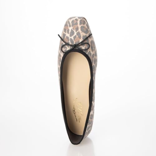 IK Plus Women's Leopard Fabric Ballet Flats, Size 120, 23.0 cm, 2E