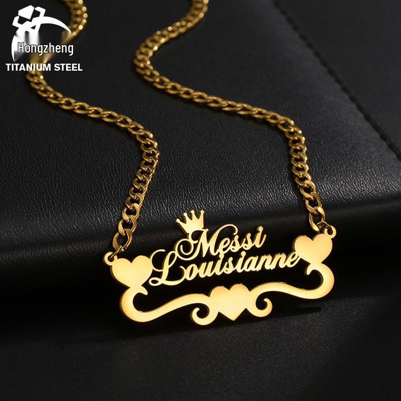 Персонализированное ожерелье-подвеска с буквой из нержавеющей стали с цирконом для рождественского подарка Steel