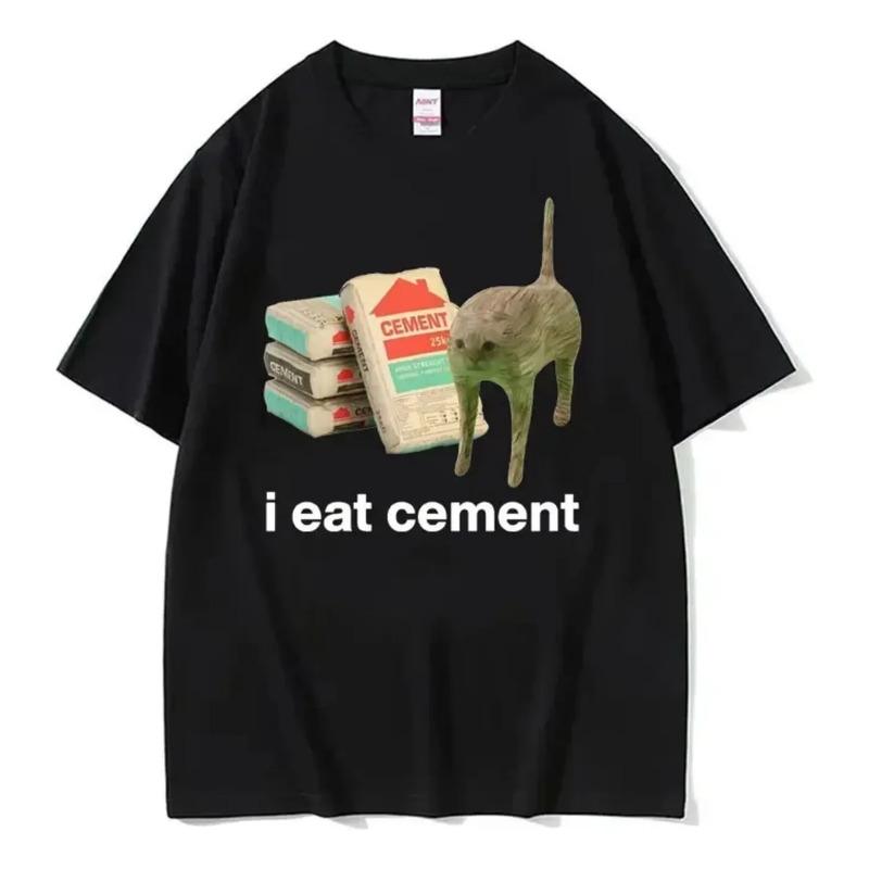Camiseta Divertida Con Forma De Meme Con Texto ?i Eat Cement S
