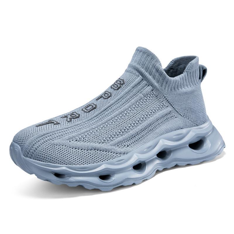 Fashion Four Seasons New Lazy Straight Casual Men's and Women's Shoes Knitted Mesh Breathable Thick Bottom Cushioned Running Shoes