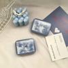 Romantic Ice Blue Rose Contact Lens Box Portable Contact Lens Case Companion Care Box Contact Lenses Case with Mirror Tweezers