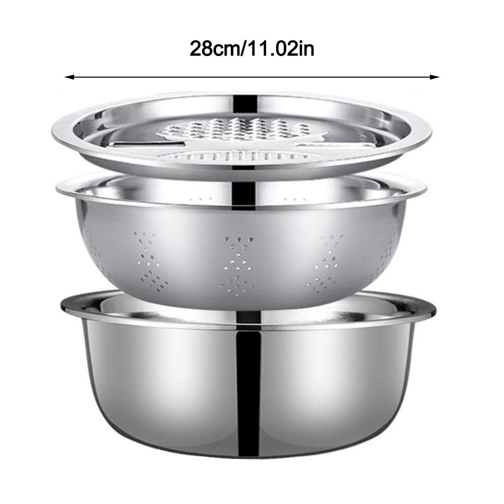Set da 3 Pezzi con Scolapasta Lavello Vaschetta Drenaggio Lavaggio Verdure con Coperchio Grattugia Grattugia per Verdure
