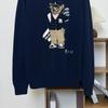 Little Bear Autumn/Winter Men's Pure Cotton Embroidered Round Neck Sweater