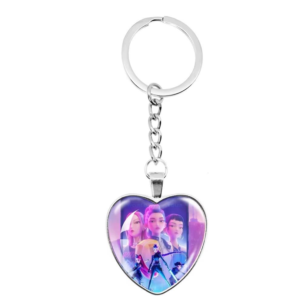 KPop Dämonenjäger Anime niedlicher Schlüsselanhänger Kinder Mode Schmuck Accessoires Edelstein Pfirsich Herz Halskette Mädchen Urlaubsgeschenk