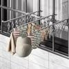 Stainless Steel Clothes Hanger 8/10 Clips Windproof Laundry Hanger Space Saving Rotary Socks Drying Rack Closet Organizer