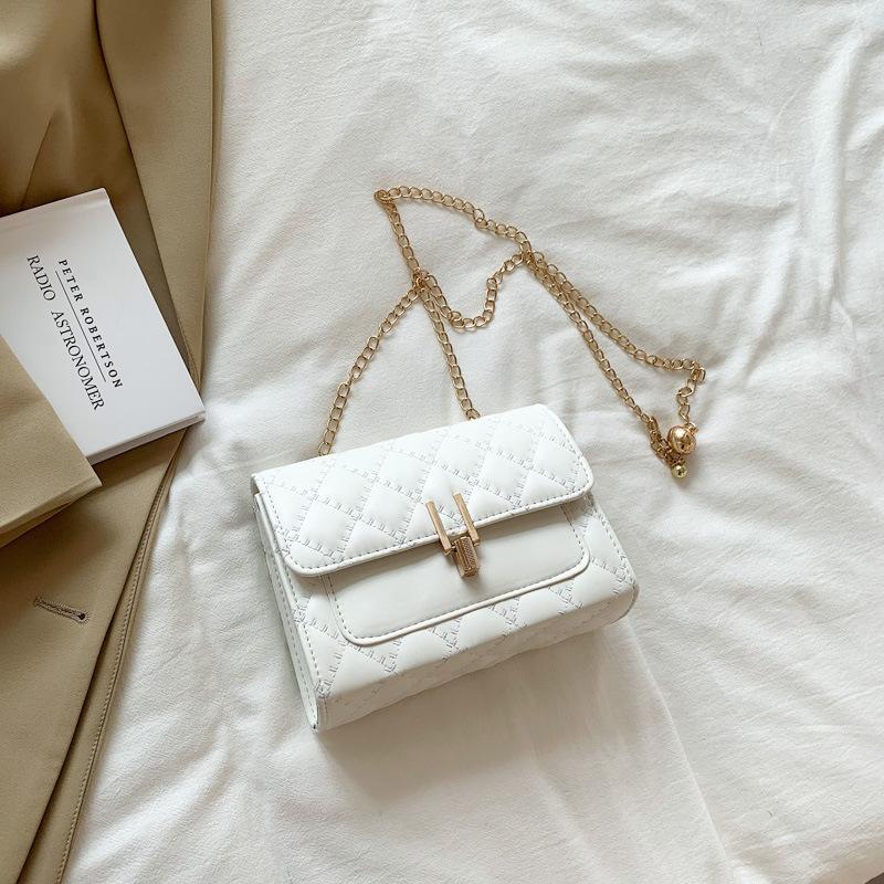 Винтажная сумка-цепочка 2023 модная сумка-мессенджер на одно плечо простая маленькая квадратная сумка тренд белый 978₽