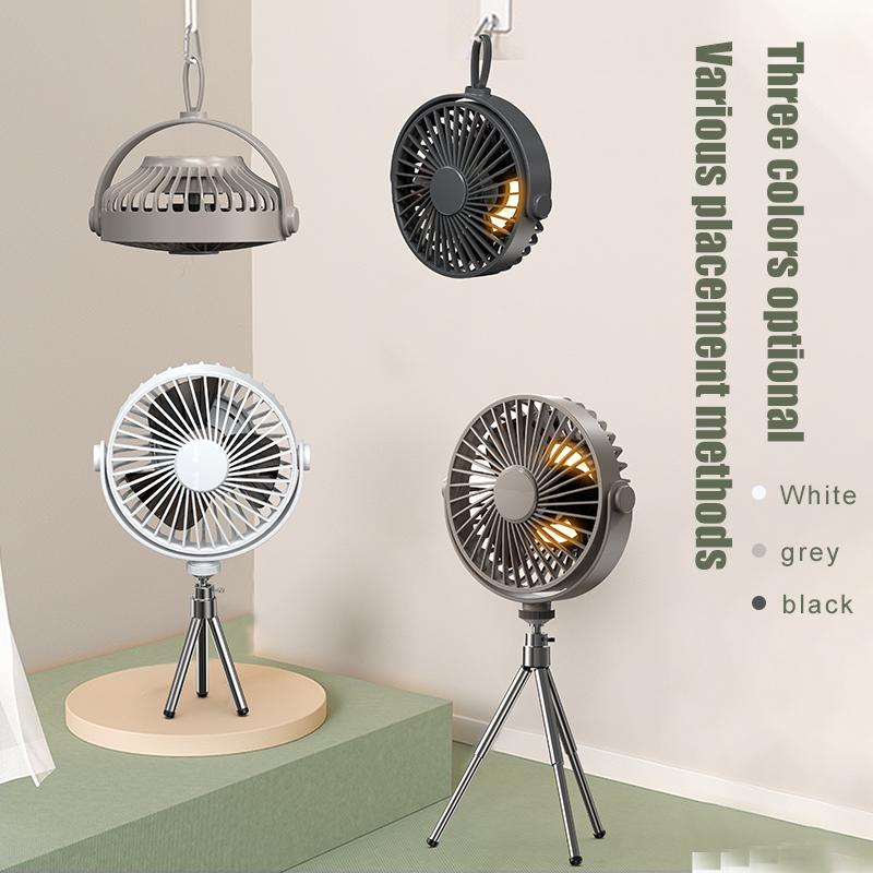 Tripod Stand Desk Air Cooling Blower Rotation Camping Ceiling Fan With Night Light Outdoor USB Chargeable Conditioning Cooler