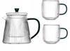 GLASS JUG 1L TEA INFuser with Filter + 2 Glasses, Green Handle