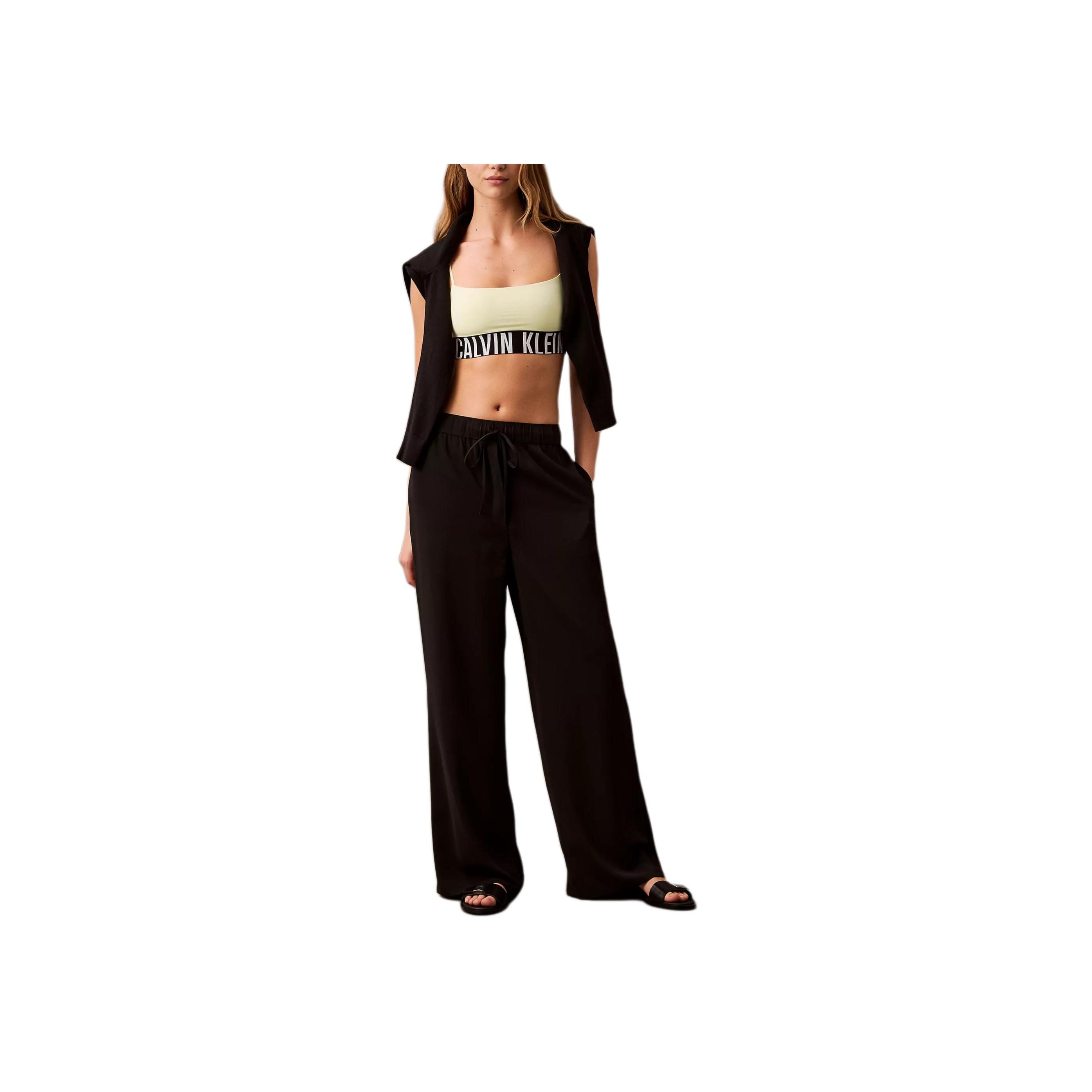 Calvin Klein Loose Fit High Waist Solid Color Casual Pants Women bottoms Black 44B606G-001 M
