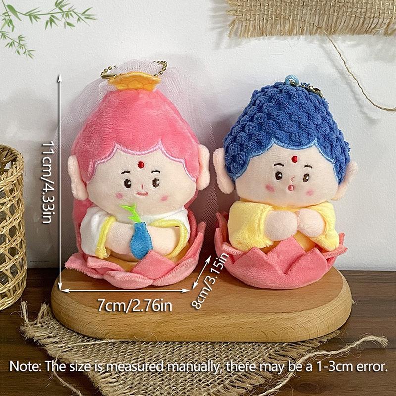 Cartoon Buddha Plush Toy Creative Buddha Stuffed Doll Keyring Backpack Couple Pendant Cute Plush Dolls Keychain For Kid Gifts