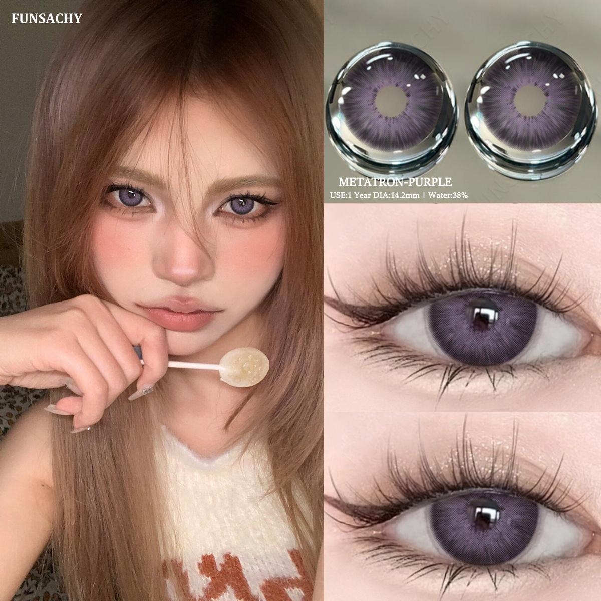 

Funsachy цветные контактные линзы для глаз в Корейском стиле, 1 пара, модные линзы для макияжа глаз, косметические линзы