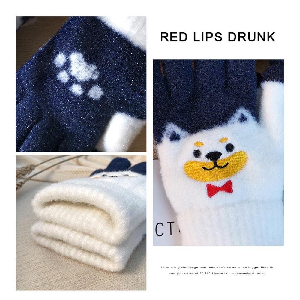 Finger-Separating Touch Screen Gloves Cartoon Dog Warm Gloves Sweety Winter Gloves Outdoor Wear