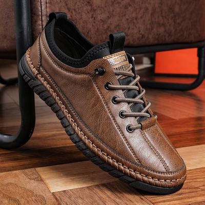 Fashion Casual Men's Shoes Loafers Flat Walking Shoes for Men Comfortable Slip On Sneakers Handmade Soft Sole Work Shoes Retro Footwear