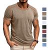 Camisetas Masculinas Gola Redonda Manga Curta Camisas Básicas Blusas Pulôver Color Block Roupas Casuais de Verão