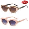 2pcs Luxury Cat Eye Metal Sunglasses Women Men Fashion Brand Designer Punk Sun Glasses Sexy Ladies Shades Eyeglasses UV400
