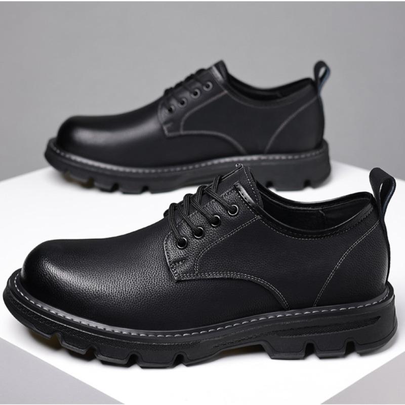 FashionFashion Retro Platform Leather Shoes for Men Designer Soft-soled Men's Casual Shoes Spring Autumn Business Dress Shoe Male