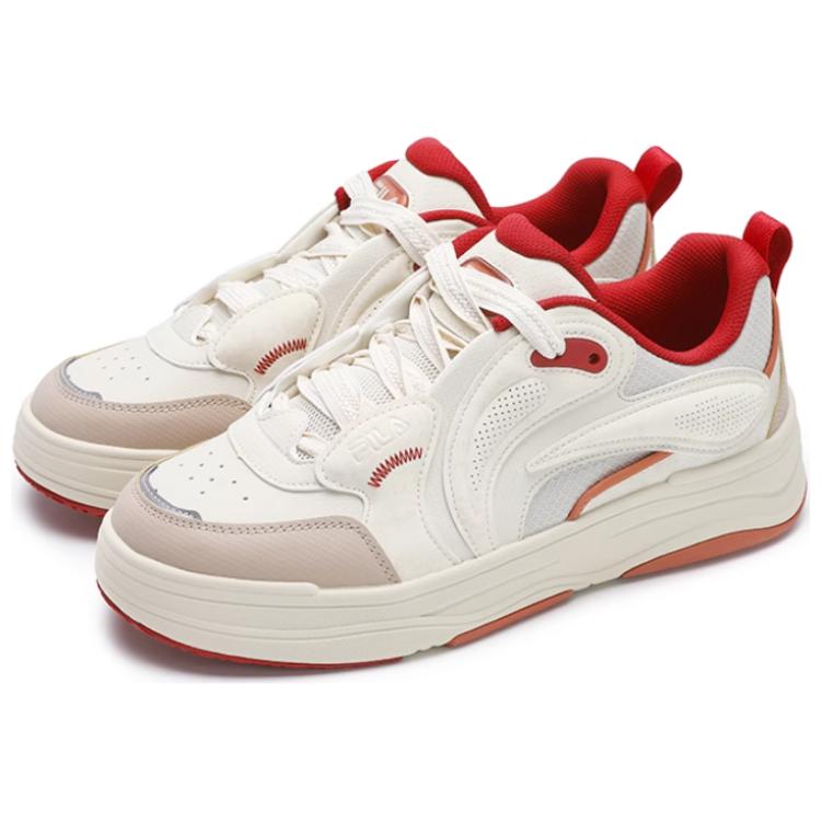 FILA Vibe Fashion Slip-Resistant Durable Low-Top Skate Shoes Men sneaker White Brown F12M512203FWM