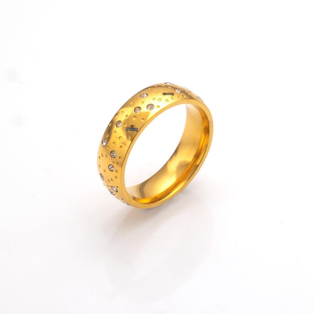 European Starry Sky Rhinestone Titanium Steel Couple Rings