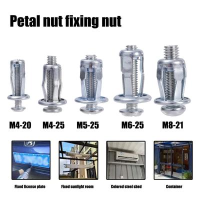 Petal Rivets Nut Kit M4 M5 M6 M8 Car License Plate Fixing Metal Clip Base Clamp Multifunctional Fixed Nut Bolt Clamp 4pcs/Set