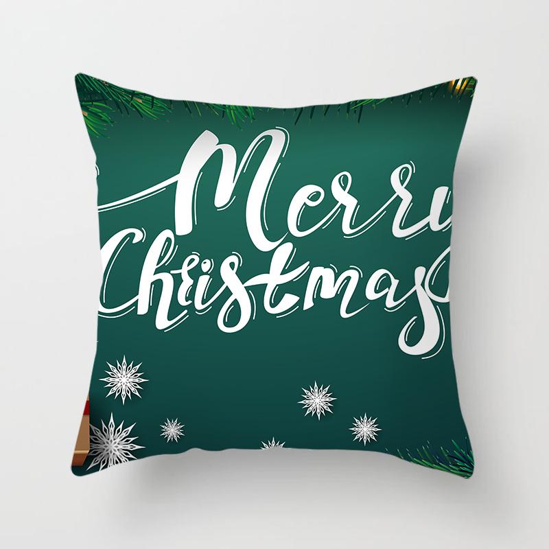 Merry Christmas Printed White Pillowcase  Style Cushion Cover Home Sofa Decoration