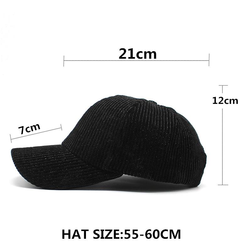 Hat Baseball Cap, Corduroy Mixed Color Baseball Cap Versatile Checked Cold Cap