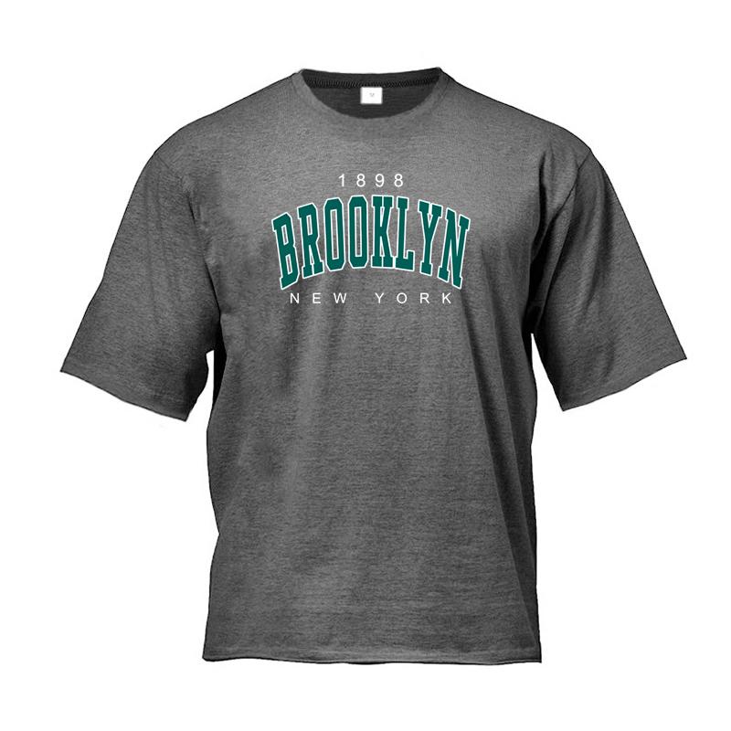 Outdoor Leisure Fashion Men's Summer Loose Round Neck British Letter Print Short-sleeved T-shirt Comfortable Sweat-absorbent Top