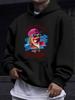 American Western Style Unisex Autumn Winter Print Hooded Long Sleeve Sweatshirt, Duck Fishing Fun Slogan Hooded Print Sweatshirt, Outdoor Casual Style
