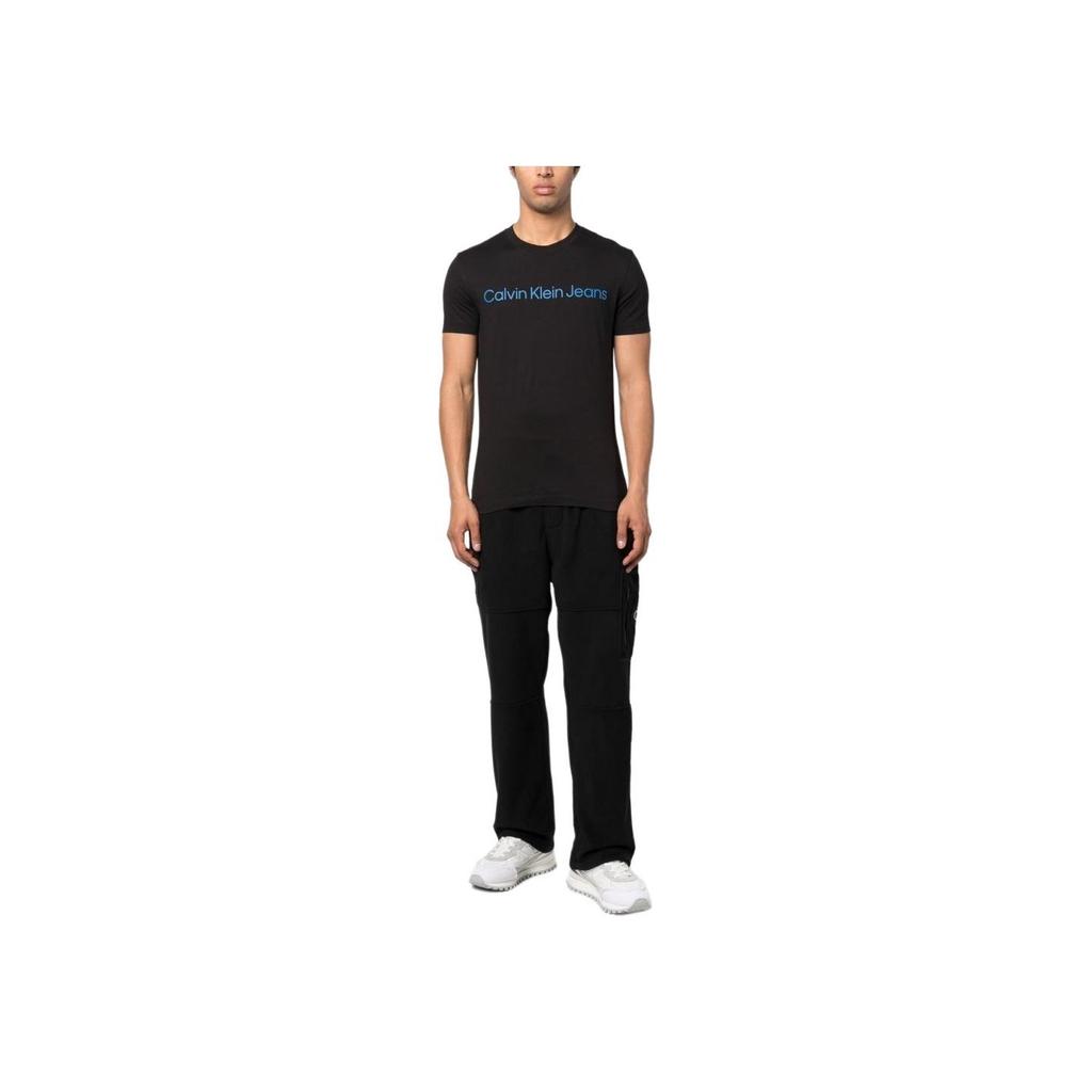 Calvin Klein Letter Print Straight Cut Round Neck Short Sleeve T-Shirt Men Tops Black NM2095E-UB1
