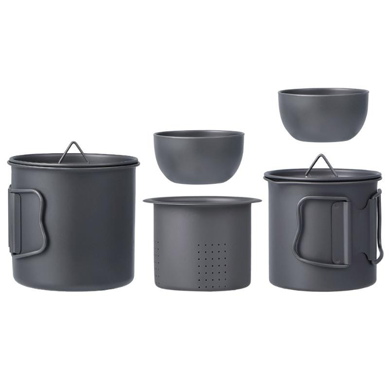 

Portable 5pc Travel Teas Set Metal Construction Nesting Design Ideal for Hiking Picnics Adventure 1