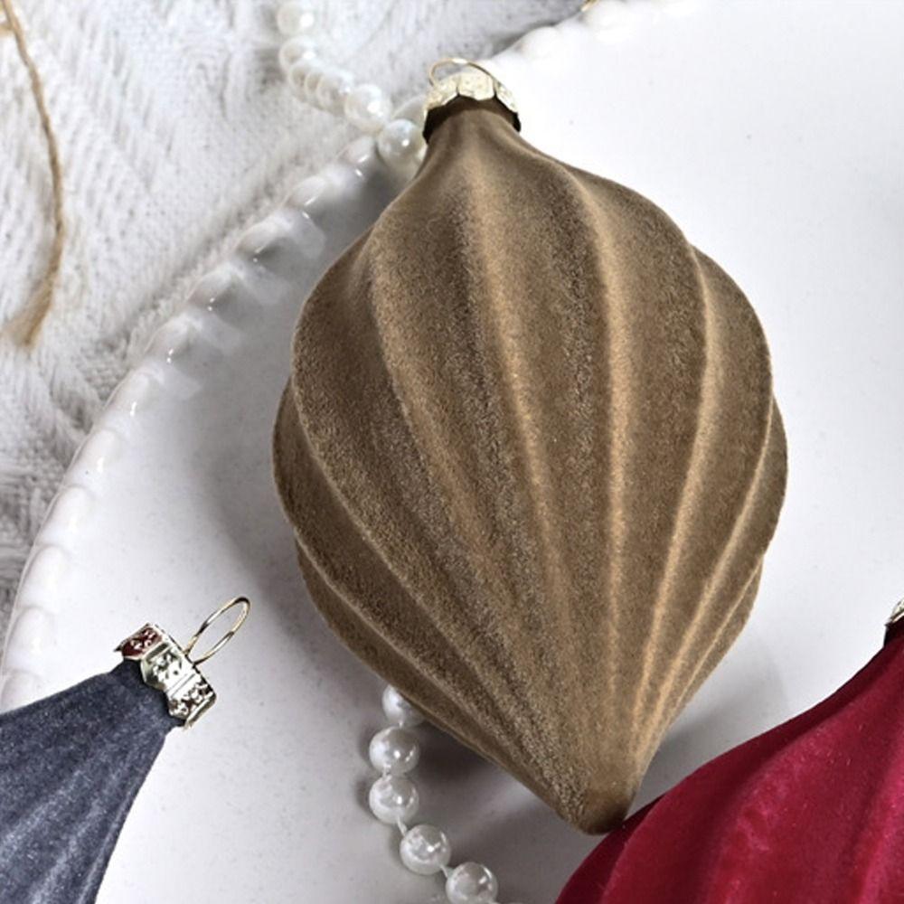 2pcs Shatterproof Velvet Christmas Cone Ball Pendant Xmas Tree Ornaments Home New Year Decorations