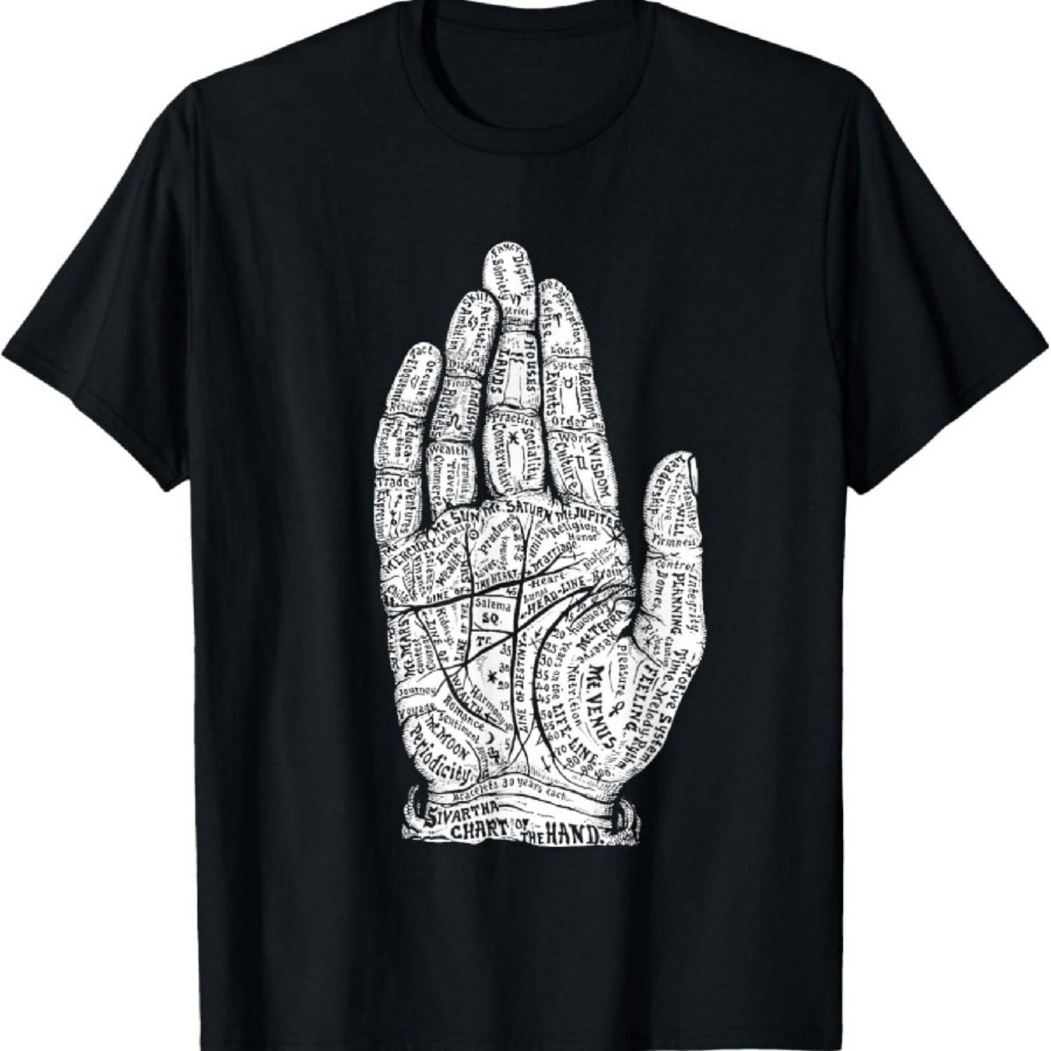 

Готический панк ведьма гекс ручная диаграмма хиромантия вуду футболка XXXXXL чёрный