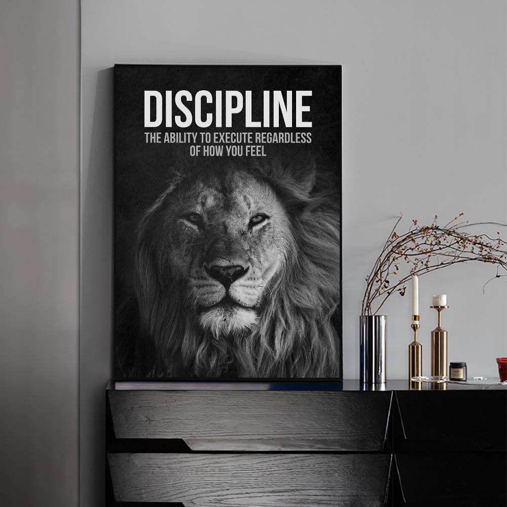 Lion Motivational Posters and Prints Inspirational Positive Quotes Animal Wall Art HD Pictures Canvas Painting Office Home Decor