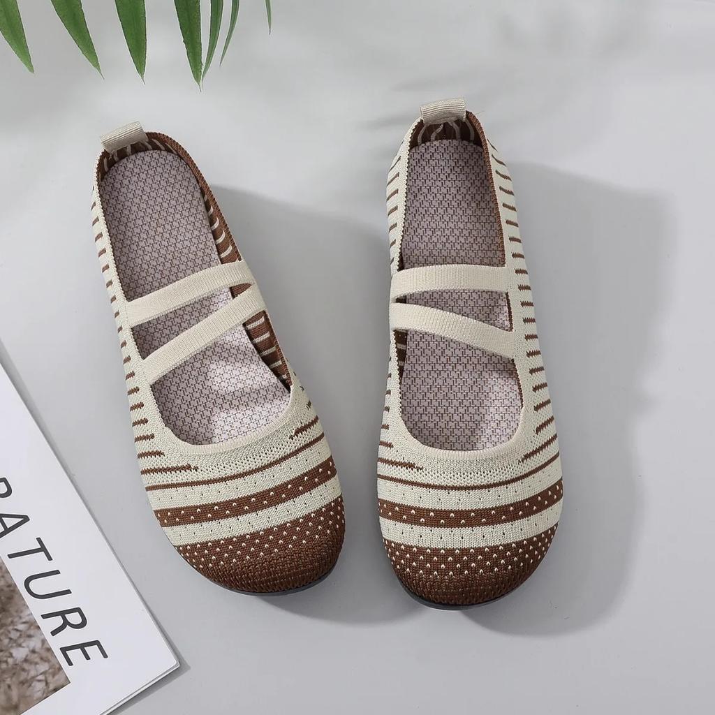 Dames klassieke lichtgewicht zwarte mesh ademende lente zomer platte schoenen dames retro antislip platte schoenen ab350