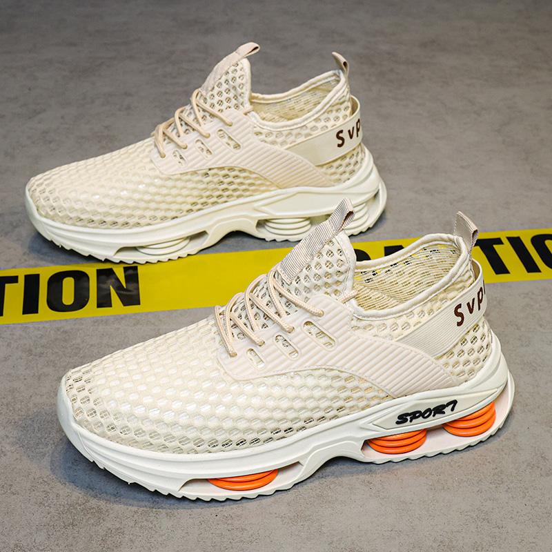 

Літні чоловічі кросівки Високоякісні дихаючі повсякденні туфлі На відкритому повітрі Нековзке чоловіче спортивне взуття Легке модне тенісне взуття 44 бежевий