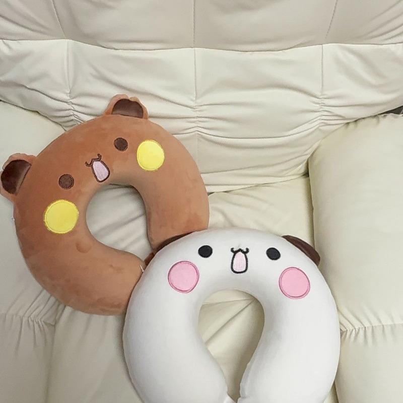 Cuscino a forma di U Bubu Anime Carino Peluche Morbido Panda Dudu Cuscino da Collo Portatile per Adulti Bambini Cuscino da Viaggio Cuscino da Collo per Dormire in Volo