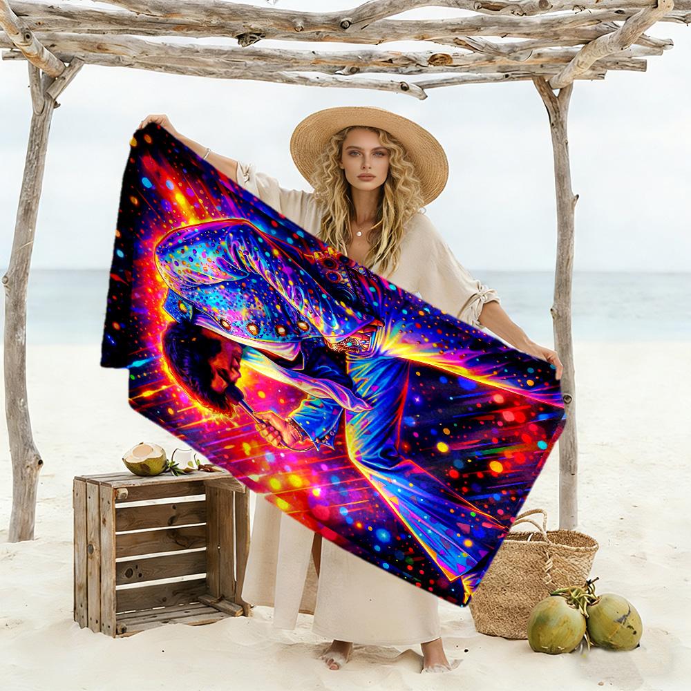 Christmas Elvis Artwork Beach Towel Super Soft Microfiber Quickdry Fabric Comfortable Lightweight