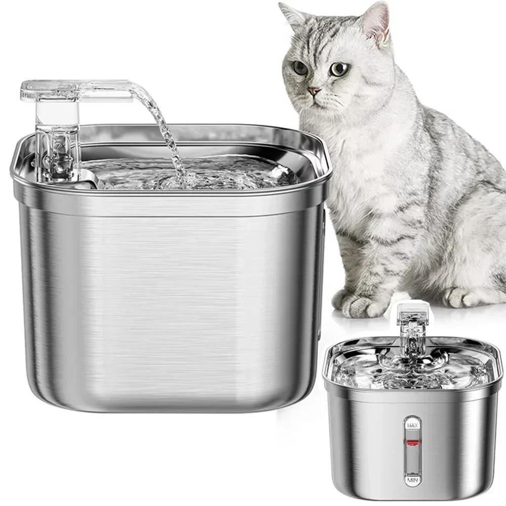 Cats Water Fountain Stainless Steel Auto Running Cat Water Drinker With Filter Motion Sensor Transparent Pets Drinking Dispenser