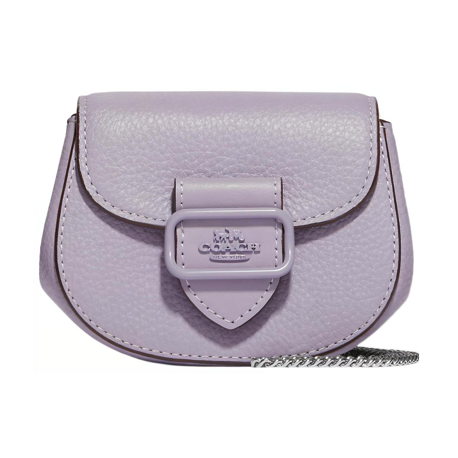 

Coach Morgan 13 Solid Color Logo Snap Pebble Grain Leather Saddle Bag Crossbody Women bags Purple CJ686-SVM4 Basic Set (Bag+Dust Bag)