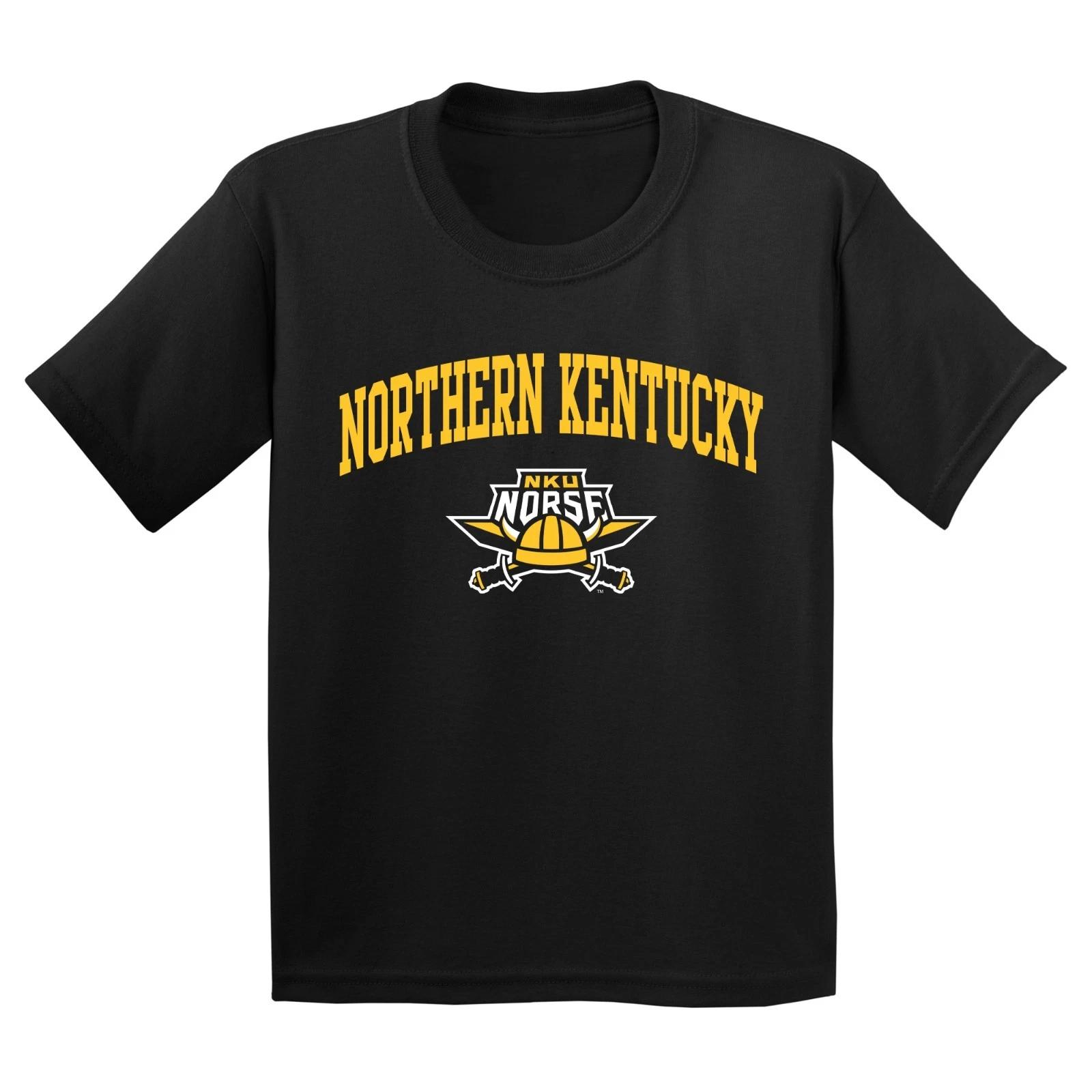 Northern Kentucky Norse Arch Logo Licensed Unisex Youth T-Shirt - Black S