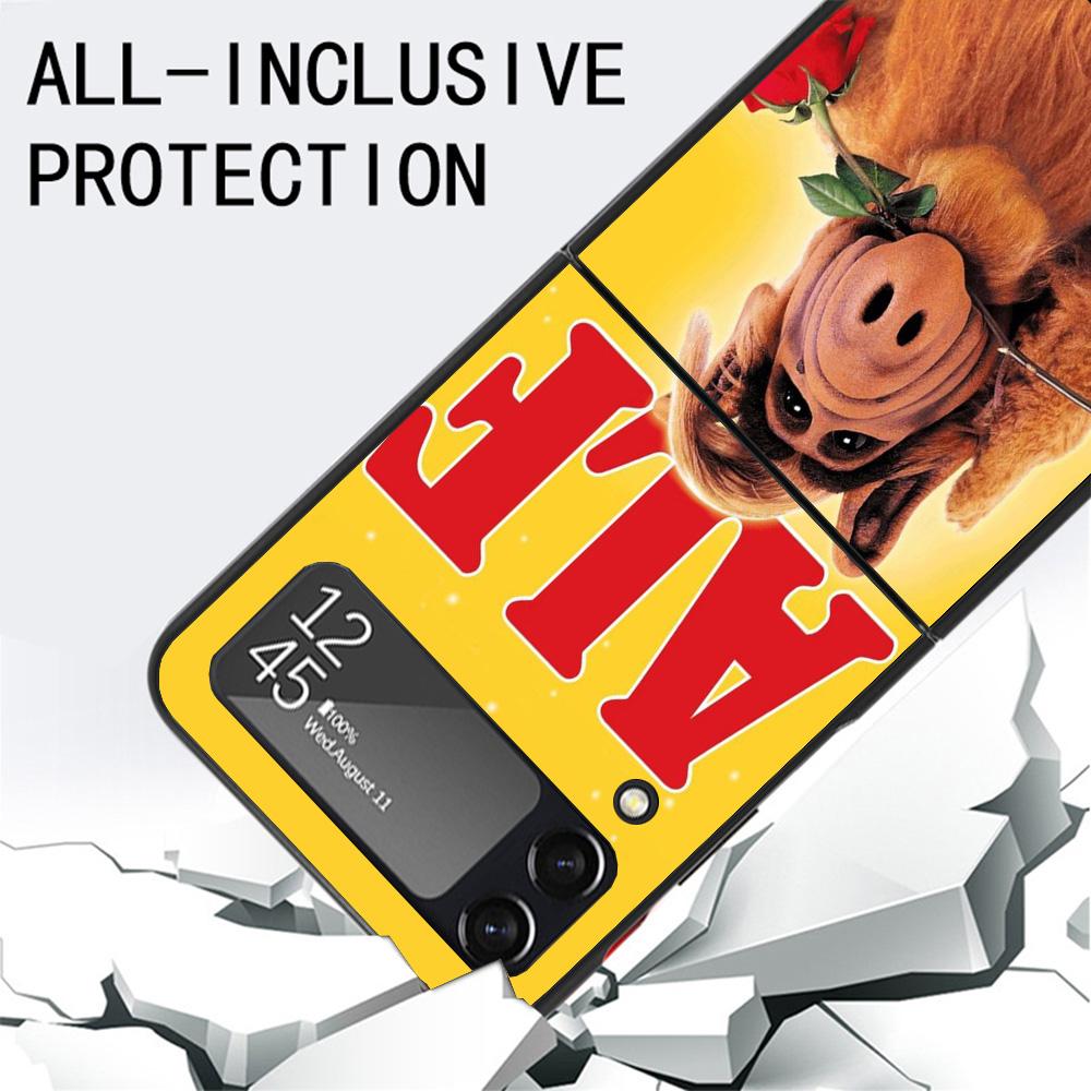 A-Alf TV Series Black Phone Case For Samsung ZFlip7 ZFlip6 ZFlip5 ZFlip4 ZFlip3 5G Hard Protective Galaxy Z Flip 3 4 5 6 7