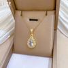 Light Industry Water Drop Full Diamond Light Luxury Temperament Gorgeous Full Diamond Necklace Female Versatile Collarbone Chain Titanium Steel Chain