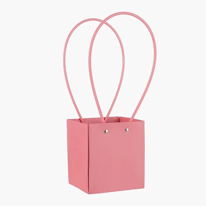 1pcs New Colored Waterproof Kraft Paper Handbag Handheld Gift Snack Bouquet Handbags Festival Flower Gift Packaging Handbag