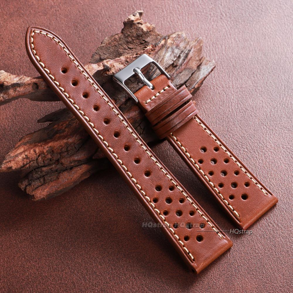 Handgefertigtes atmungsaktives Rindsleder-Uhrenarmband 18mm 20mm 22mm für Seiko für Omega Vintage Herren-Armband Uhrenarmband Zubehör